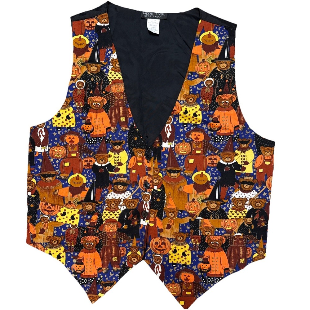 Vintage Saddle River Sportswear Teddy Bears‎ Witch Halloween Vest Large